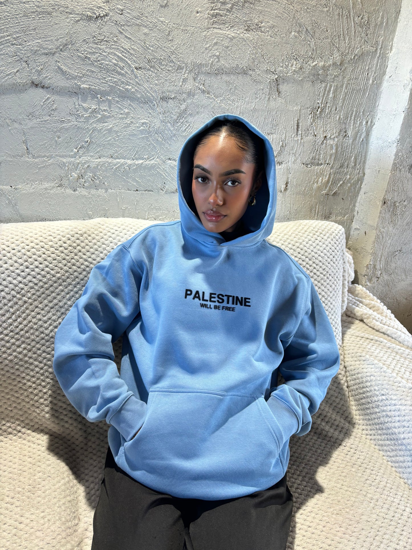 Palestine Will Be Free Adult Hoodie - CAROLINA BLUE