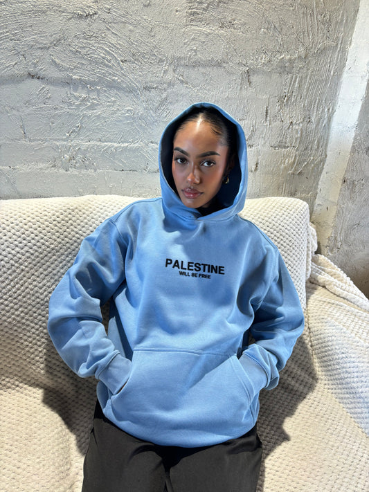 Palestine Will Be Free Adult Hoodie - CAROLINA BLUE