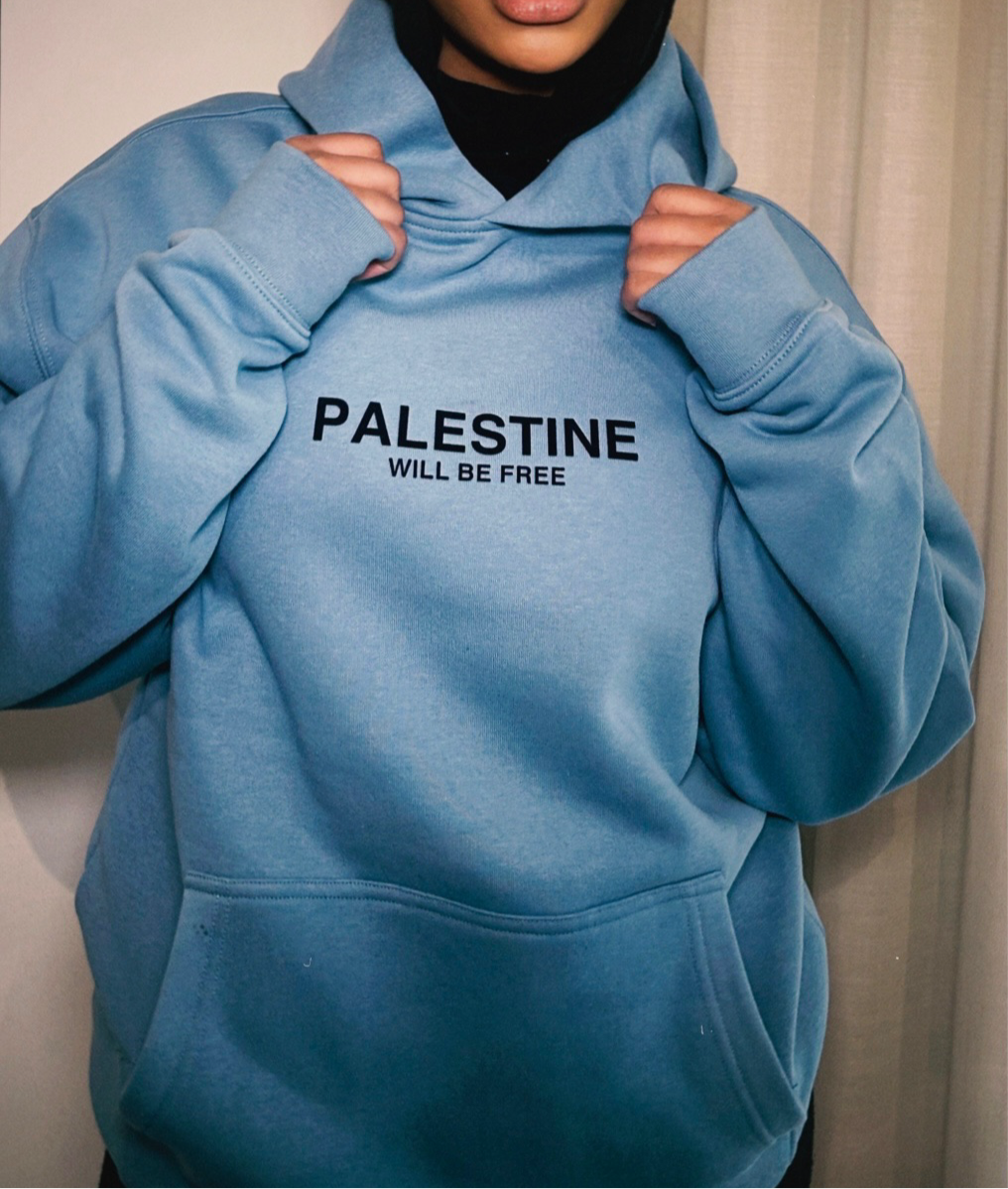 Palestine Will Be Free Adult Hoodie - CAROLINA BLUE