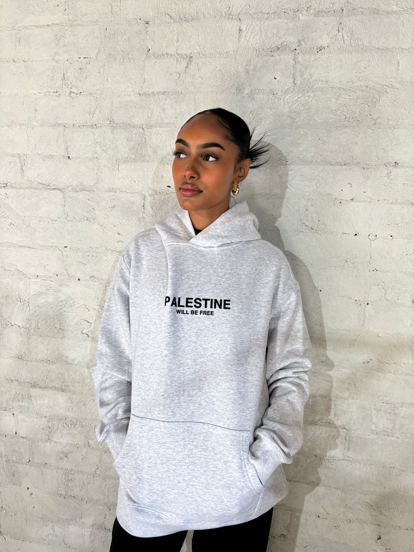 Palestine Will Be Free Adult Hoodie - WHITE MARBLE