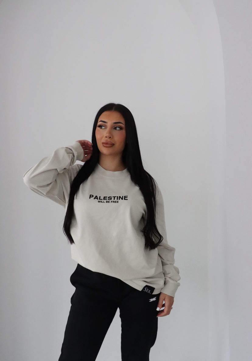 Palestine Will Be Free Adult Long sleeve T-Shirt - FADED BONE