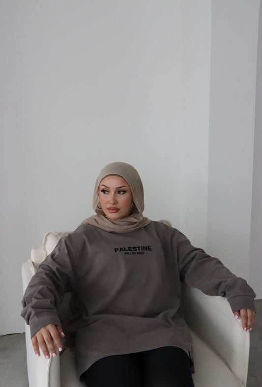 Palestine Will Be Free Adult Long sleeve T-Shirt - FADED GREY