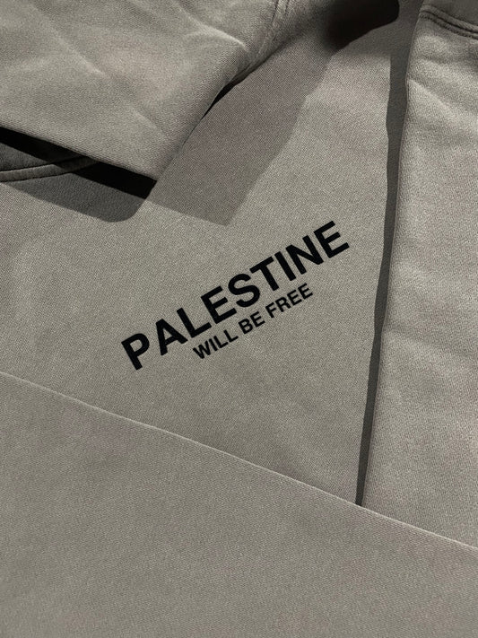 Palestine Will Be Free Adult Hoodie - FADED GREY